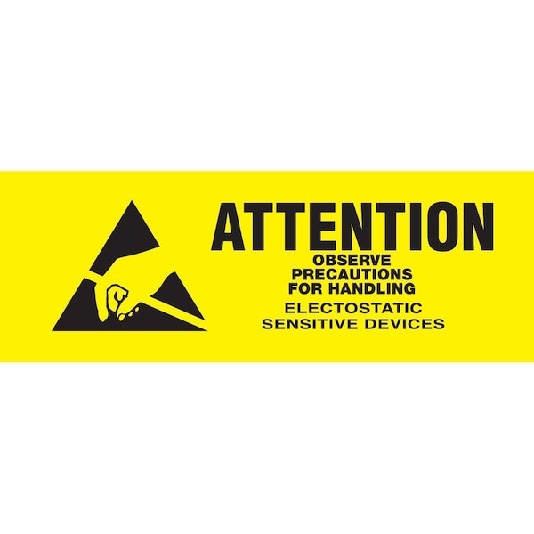 Decker Tape Products Label, DL9030, ATTENTION OBSERVE PRECAUTIONS ELECTROSTATIC, 5/8" X 2" DL9030 - main